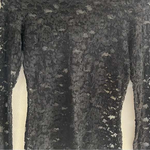 The Limited Black Sheer Long Sleeve Lace Top | Size Small - Picture 2 of 10